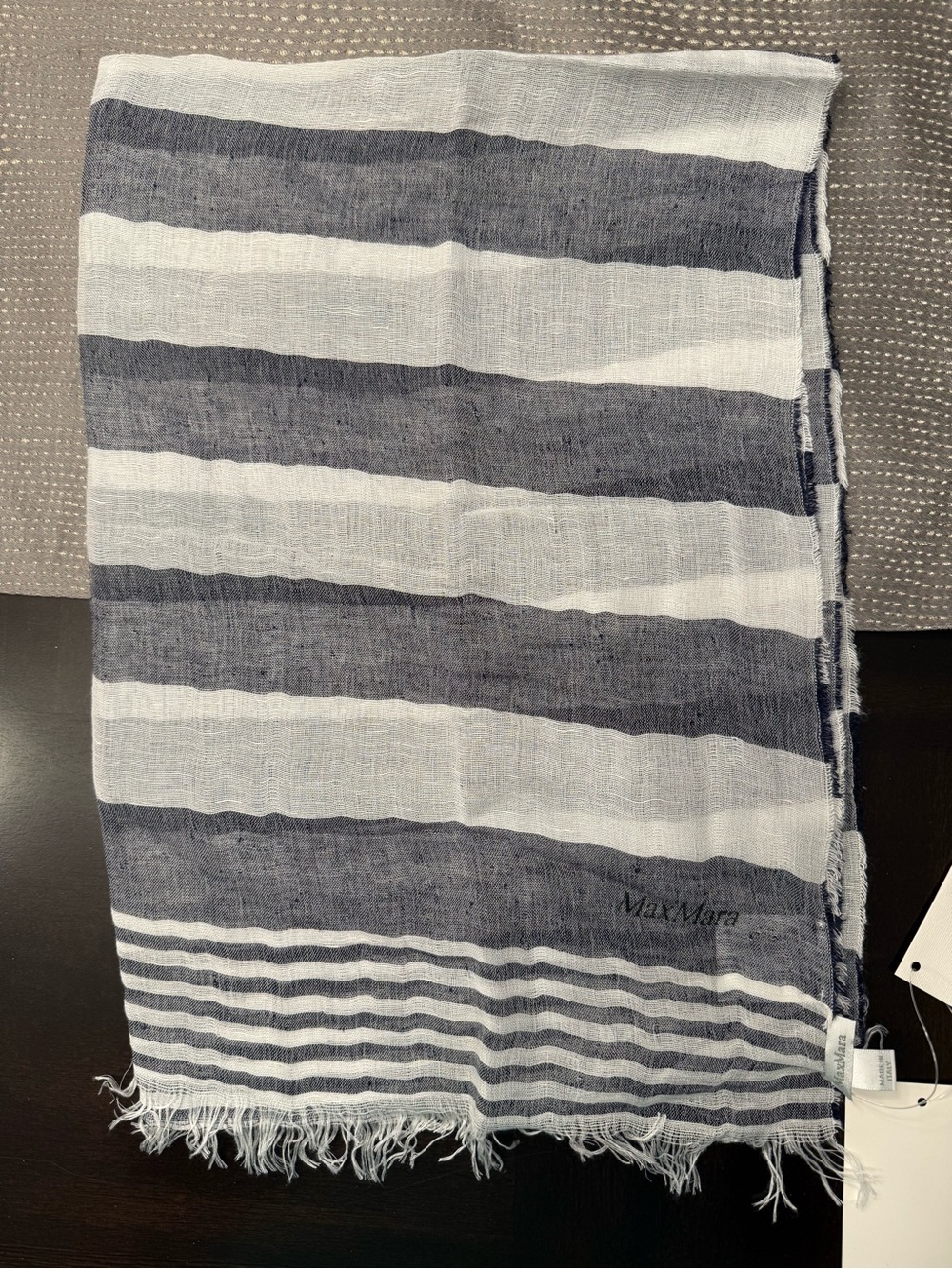 MaxMara Navy & White Striped Lightweight Wrap